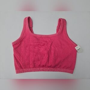 Pink Aerie Ribbed Sports Bra Cropped Tank Nwt Size XL